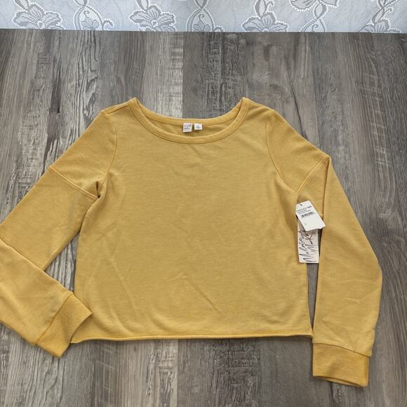 Melrose And Market Long Sleeve Yellow Gold Terry Sweatshirt Womens Size Small - Picture 1 of 13